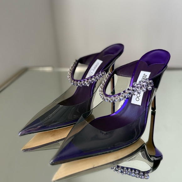 New Jimmy Choo Bing Crystal Clear Mule Pumps $1,150 37.5 - Picture 15 of 16